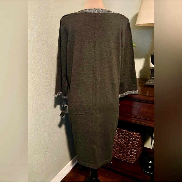 ALYX Dress Large Metallic Trim Shift Dress Black Silver Workwear - Picture 3 of 7